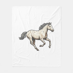 Couverture Polaire Dessin de cheval Appaloosa courant gravé vintage_1