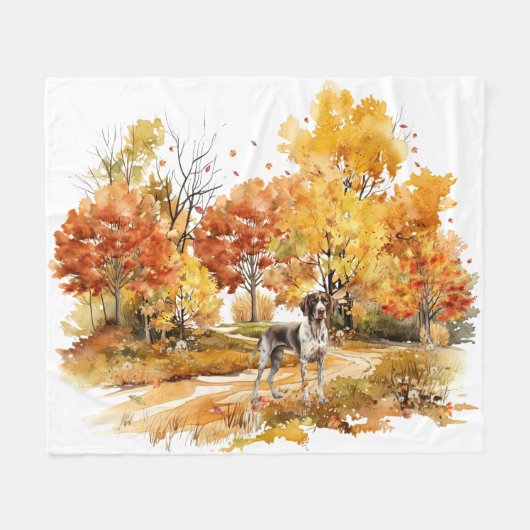 Couverture Polaire Dessin de chien à l'aquarelle en automne - Pointer (Devant (Horizontal))