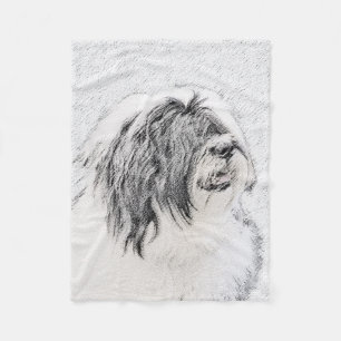 Couverture Polaire Dessin de collie à oreilles - Joli art original de