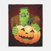 Couverture Polaire Dessin de Frankenstein Monster avec Citrouille (Devant)