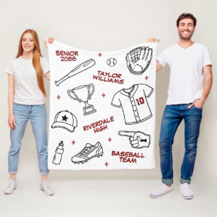 Couverture Polaire Dessin de gribouillis de baseball Couleur personna
