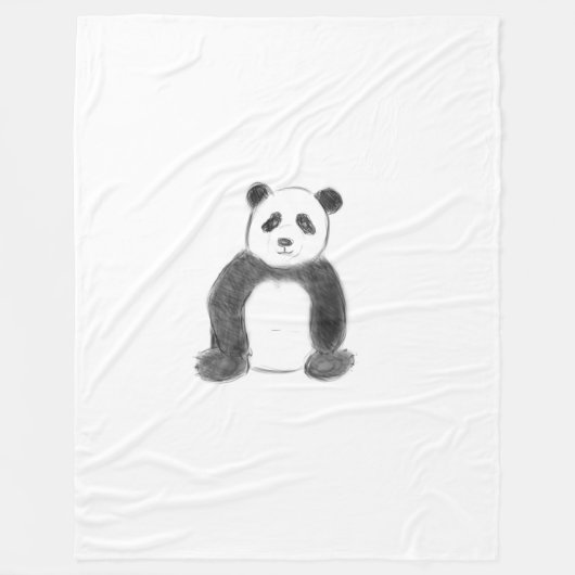 Couverture Polaire Dessin de panda noir et blanc mignon (Devant)