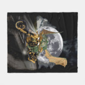 Couverture Polaire Dessin Dragon et Imaginaire Lune (Devant (Horizontal))