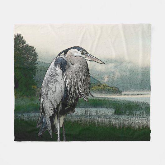 Couverture Polaire Dessin du lac Heron (Devant (Horizontal))