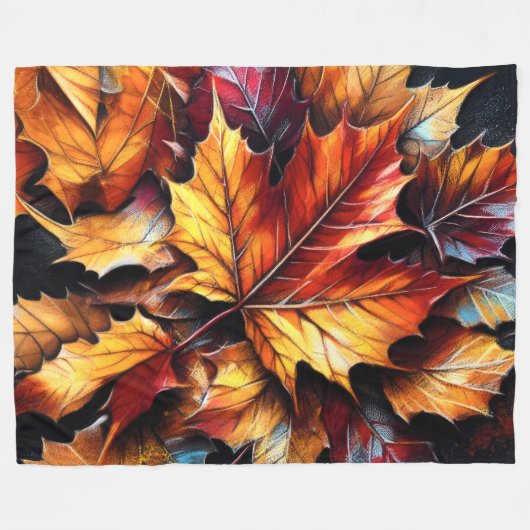 Couverture Polaire Dessin dur Pastel Automne Automne Maple Feuilles (Devant (Horizontal))