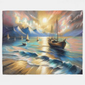 Couverture Polaire Dessin dur Pastel Bateaux Eau (Devant (Horizontal))