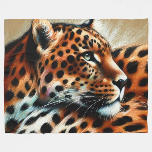 Couverture Polaire Dessin dur Pastel Leopard (Devant (Horizontal))