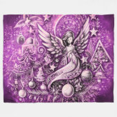 Couverture Polaire Dessin dur Pastel Noël Angel pourpre (Devant (Horizontal))