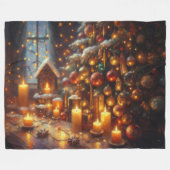 Couverture Polaire Dessin dur Pastel Noël Arbre de Noël Bougies (Devant (Horizontal))