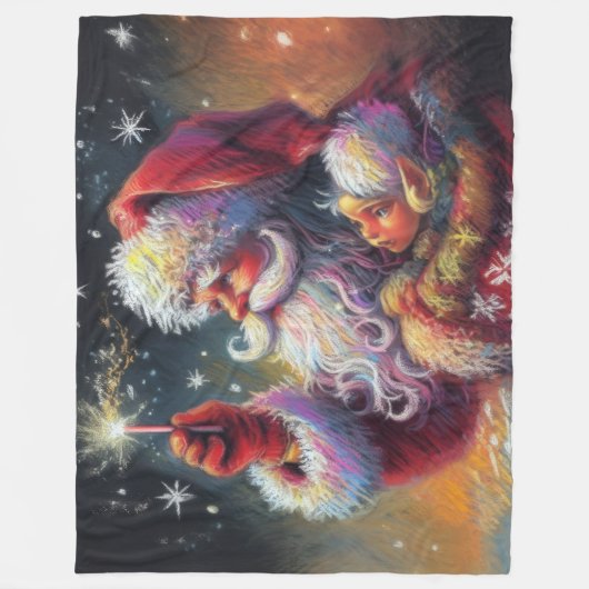 Couverture Polaire Dessin dur Pastel Noël Père Noël Baby Elf (Devant)