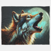Couverture Polaire Dessin dur Pastel Wolf Howling Moon (Devant (Horizontal))