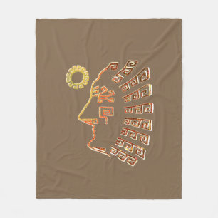 Couverture Polaire Dessin élégant de Machu Picchu sur fond beige marr