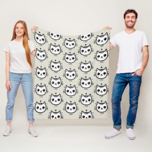 Couverture Polaire Dessin Enfantin Noir et Blanc Minimaliste