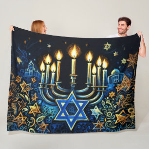 Couverture Polaire Dessin Hanoukka Gift Menorah Pastel