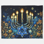 Couverture Polaire Dessin Hanoukka Gift Menorah Pastel (Devant (Horizontal))