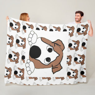 Couverture Polaire dessin humoristique bulldog rouge et blanc