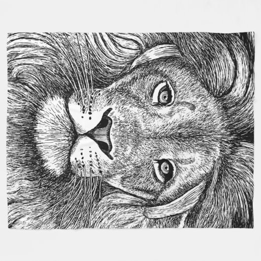 Couverture Polaire Dessin Lion (Devant (Horizontal))