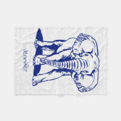 Couverture Polaire Dessin Monogramme Marine Blue Elephant Line (Devant (Horizontal))