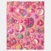 Couverture Polaire Dessin Motifs de Noël rose (Devant)