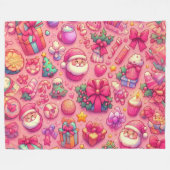 Couverture Polaire Dessin Motifs de Noël rose (Devant (Horizontal))