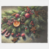 Couverture Polaire Dessin Pastel Dessin de Noël Vacances Verdure (Devant (Horizontal))