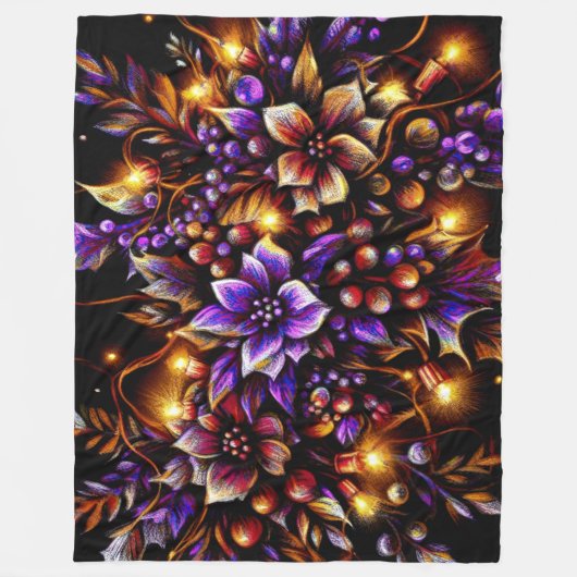 Couverture Polaire Dessin Pastel Dessin Fleur de Noël (Devant)