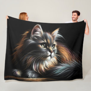 Couverture Polaire Dessin Pastel Dessin Long-Haired Chat