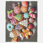 Couverture Polaire Dessin Pastel Dessin Noël Motif de vacances Cookie (Devant)