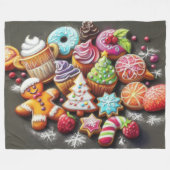 Couverture Polaire Dessin Pastel Dessin Noël Motif de vacances Cookie (Devant (Horizontal))