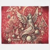 Couverture Polaire Dessin Pastel dur Ange de Noël (Devant (Horizontal))