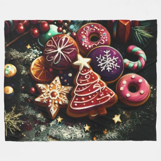 Couverture Polaire Dessin Pastel Traitements de Noël (Devant (Horizontal))