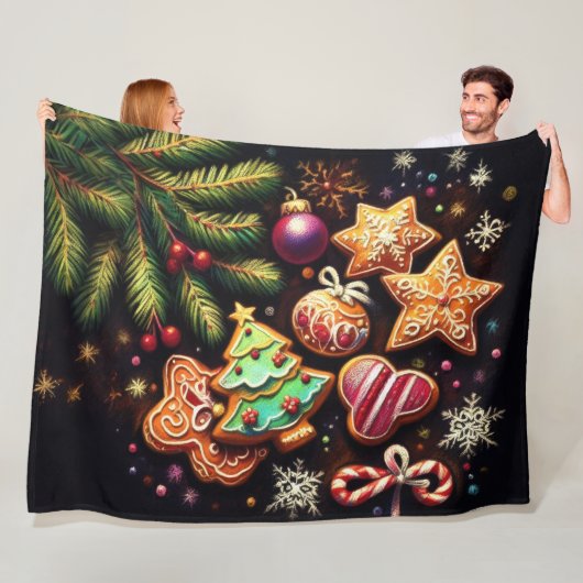 Couverture Polaire Dessin Pastel Traitements de Noël (En situation)