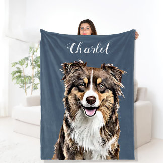 Couverture Polaire Dessin personnalisé Collie Chien personnalisé