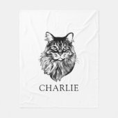 Couverture Polaire Dessin personnalisé de chat de coton Maine (Devant)