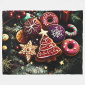 Couverture Polaire Dessins au pastel de friandises de Noël (Devant (Horizontal))