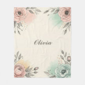 Couverture Polaire Dessins de fleurs sketchy aquarelle charmants (Devant)