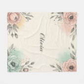 Couverture Polaire Dessins de fleurs sketchy aquarelle charmants (Devant (Horizontal))
