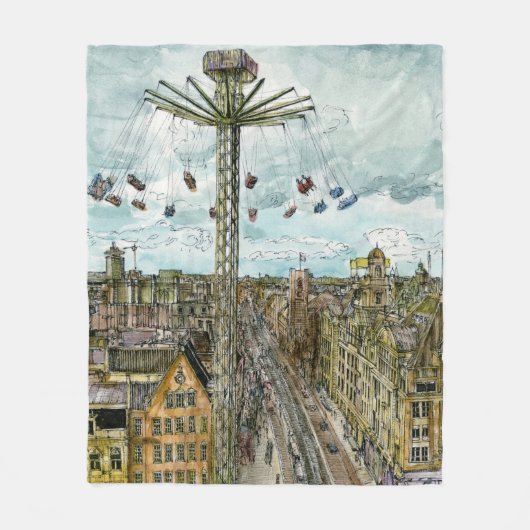 Couverture Polaire Destinations | Watercolor European Swing Ride (Devant)