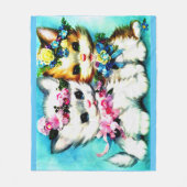 Couverture Polaire deux chatons et beaucoup de fleurs (Devant)
