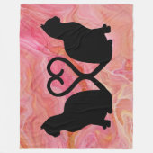 Couverture Polaire Deux chats - Tails cardiaques sur marbre rose (Devant)