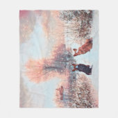 Couverture Polaire Deux Corgis dans la neige (Devant)