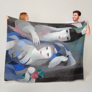 Couverture Polaire Deux dame et une colombe, Marie Laurencin