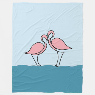 Couverture Polaire Deux Flamants roses roses sur l'eau Grande