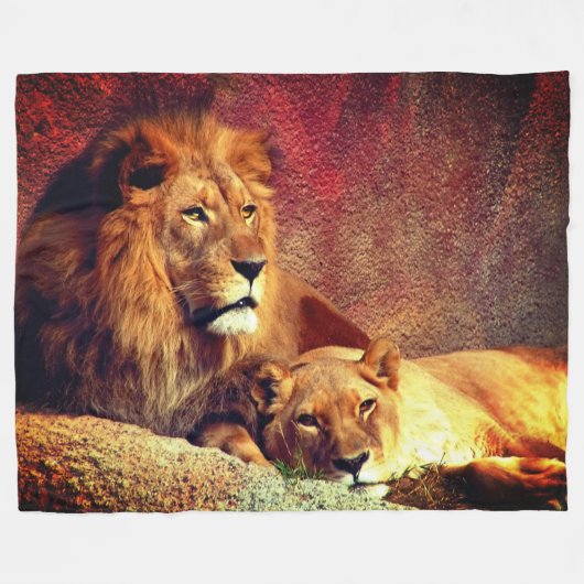Couverture Polaire Deux Lions (Devant (Horizontal))