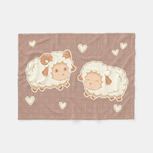 Couverture Polaire Deux mignons petits moutons sur Brown