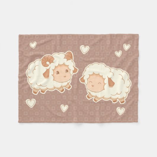 Couverture Polaire Deux mignons petits moutons sur Brown (Devant (Horizontal))
