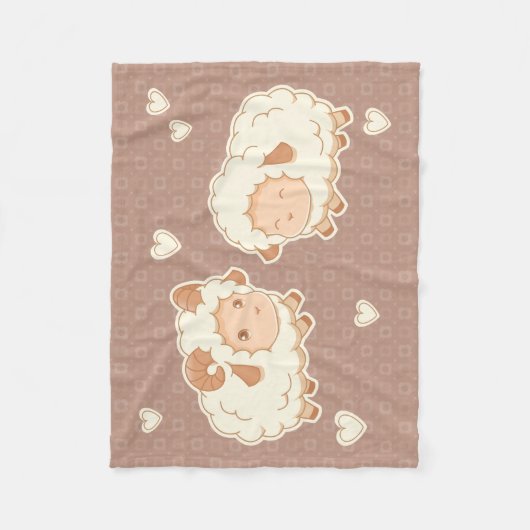 Couverture Polaire Deux mignons petits moutons sur Brown (Devant)