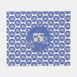Couverture Polaire Deux petits hiboux blancs plaid en laine