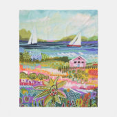 Couverture Polaire Deux voiliers et chalet (Devant)