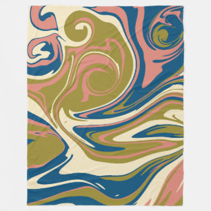 Couverture Polaire Déversement - Bleu, Vert olive, Rose et Crème